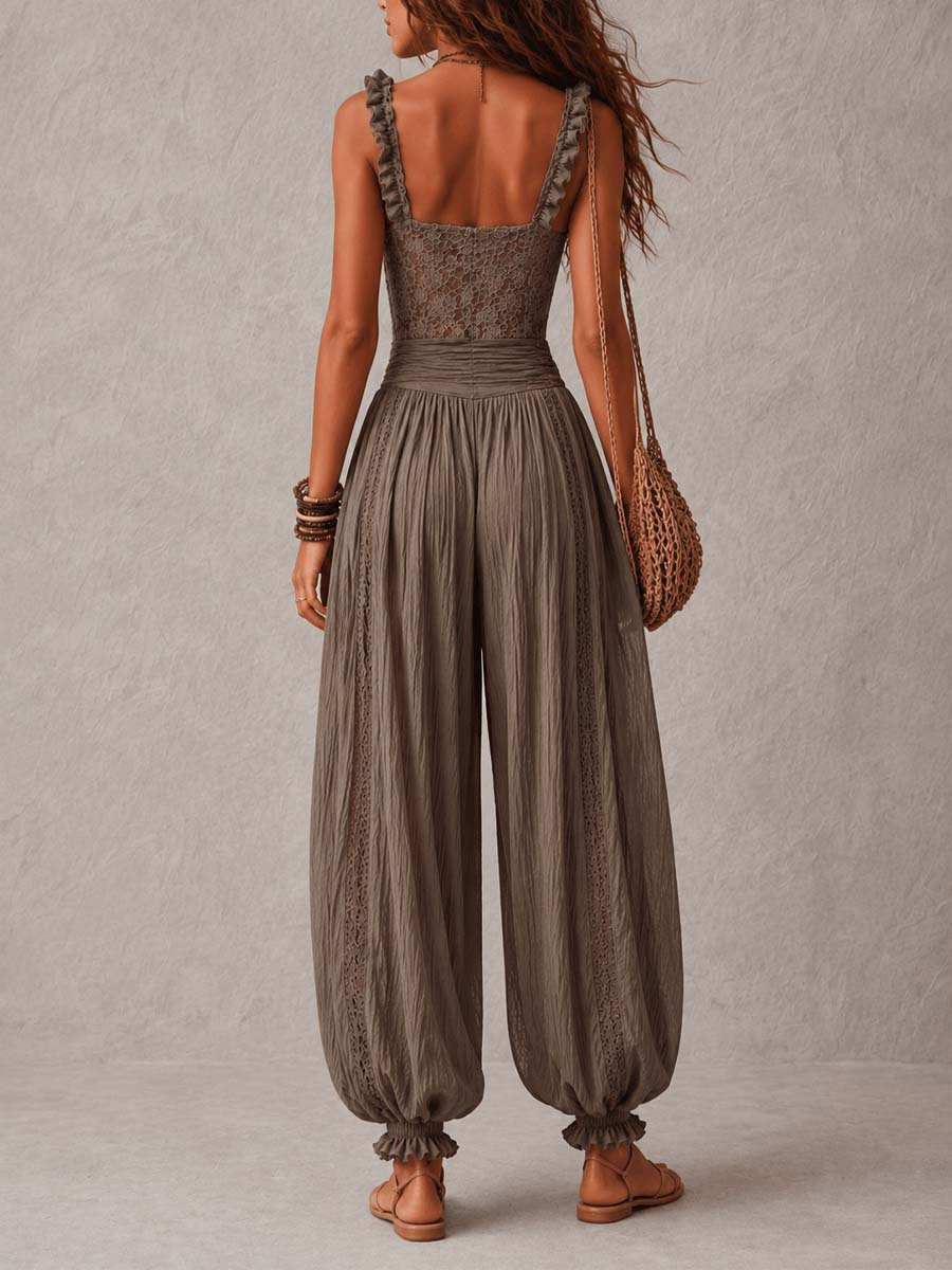 Willowduskโข โ Lace Bandeau & Crinkled Cotton Harem Pants Set + 50% OFF