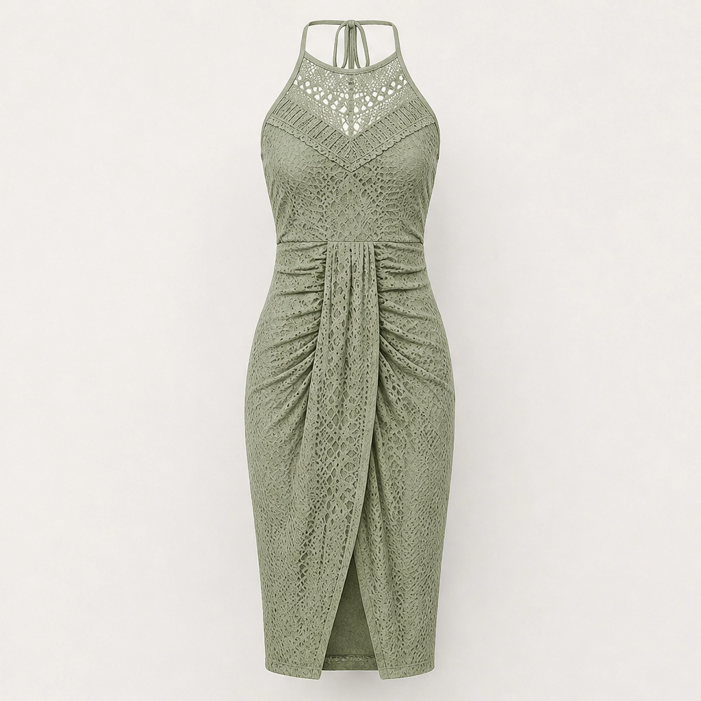 Marisol โ Halter Neck Asymmetrical Eyelet Maxi Summer Dress + 50% OFF