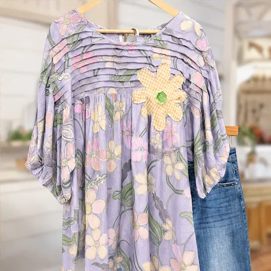 Meadowlarkโข โ Pleated Yoke Floral Puff-Sleeve Blouse + 50% OFF