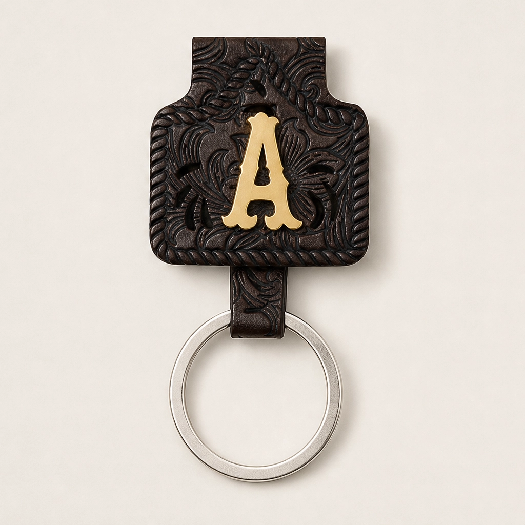Tagsmith โ Personalized Solid Brass Initial Cow Tag Keychain + 50 % OFF