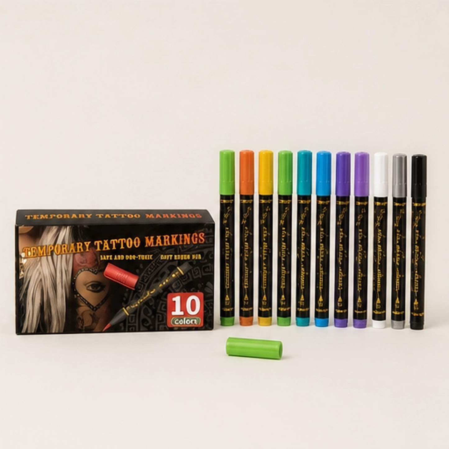 Inkmuse โ 10-Color Water-Resistant Temporary Tattoo Marker Set + BUY 1 PICK 1