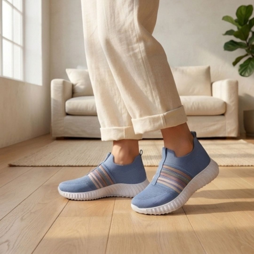 Breezelleโข โ Breathable Mesh Slip-On Sneakers with Arch Support + 50% OFF
