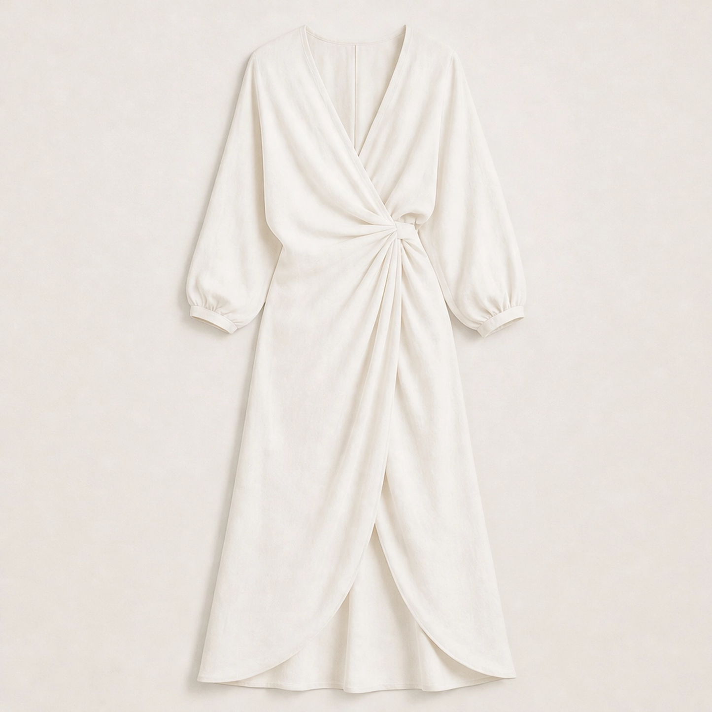 Amalfaine โ Linen-Blend Draped Wrap Maxi Dress with Pockets + 50% OFF