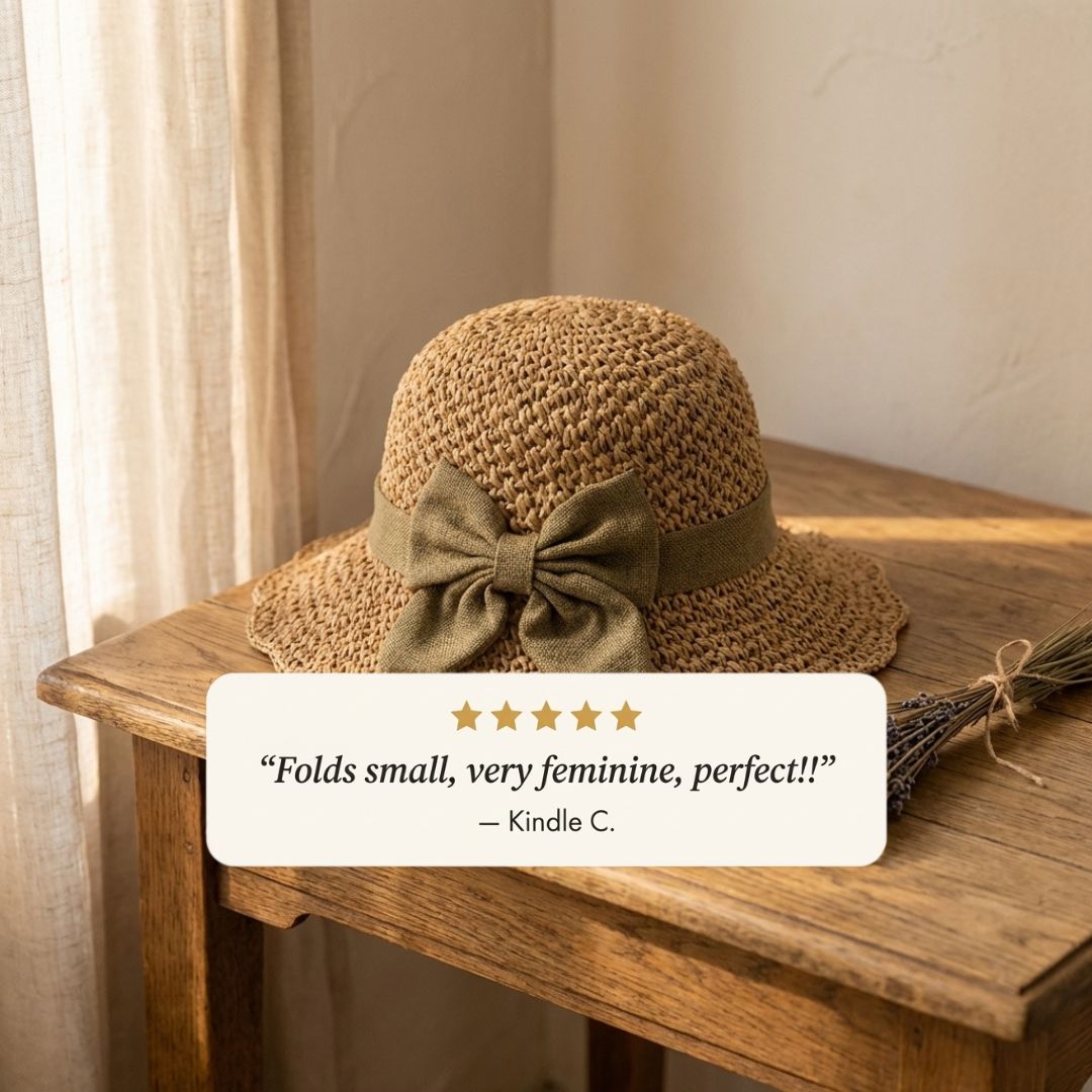 Chapeauโข โ Woven Straw Sun Hat with Bow, Wide Brim, Foldable Travel Hat for Women + 50% OFF