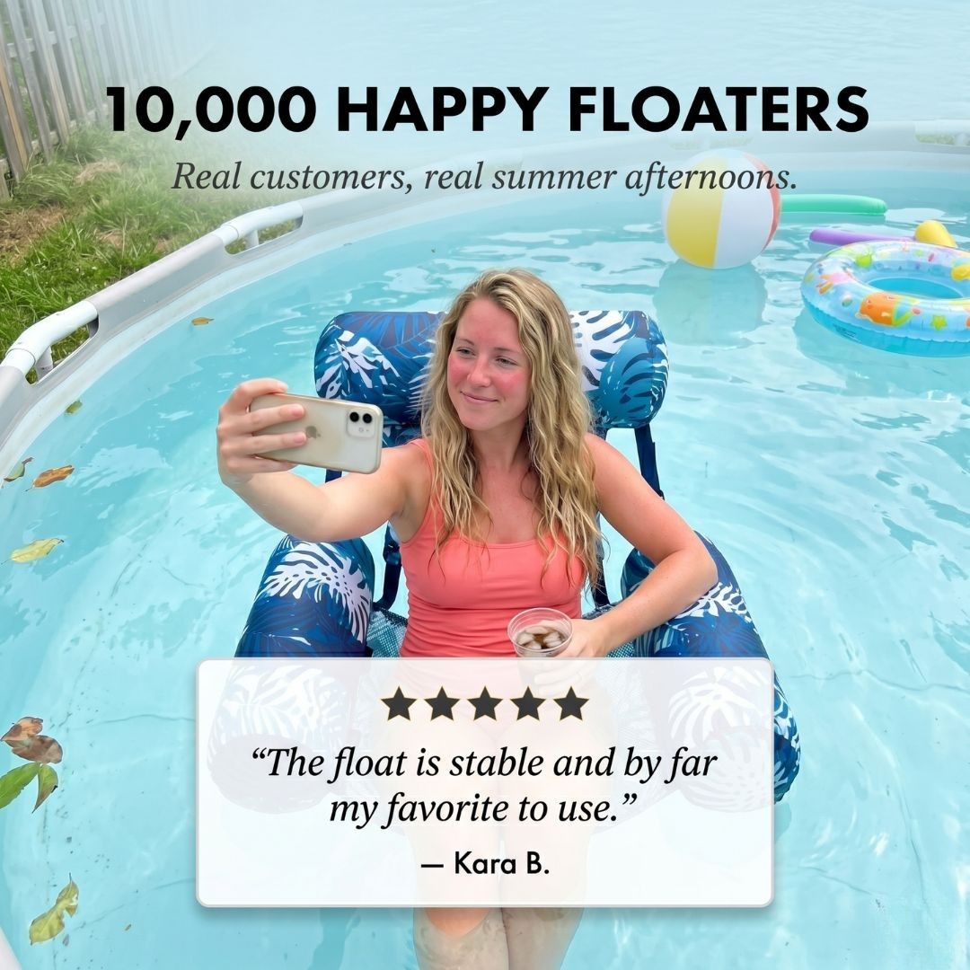 Dryftโข โ 3-Pillow Reclining Pool Float Chair with Adjustable Straps + 50% OFF