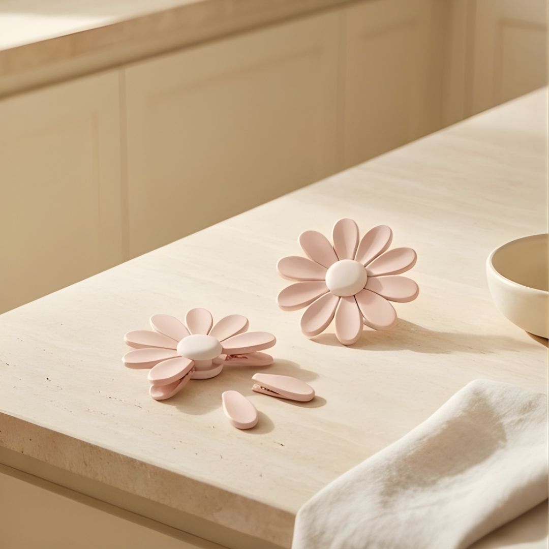 Petalockโข โ Daisy Magnetic Fridge Clip Set | 5 Petal Bag Clips + Fridge Magnet | Food-Safe Kitchen Organizer + 50% OFF