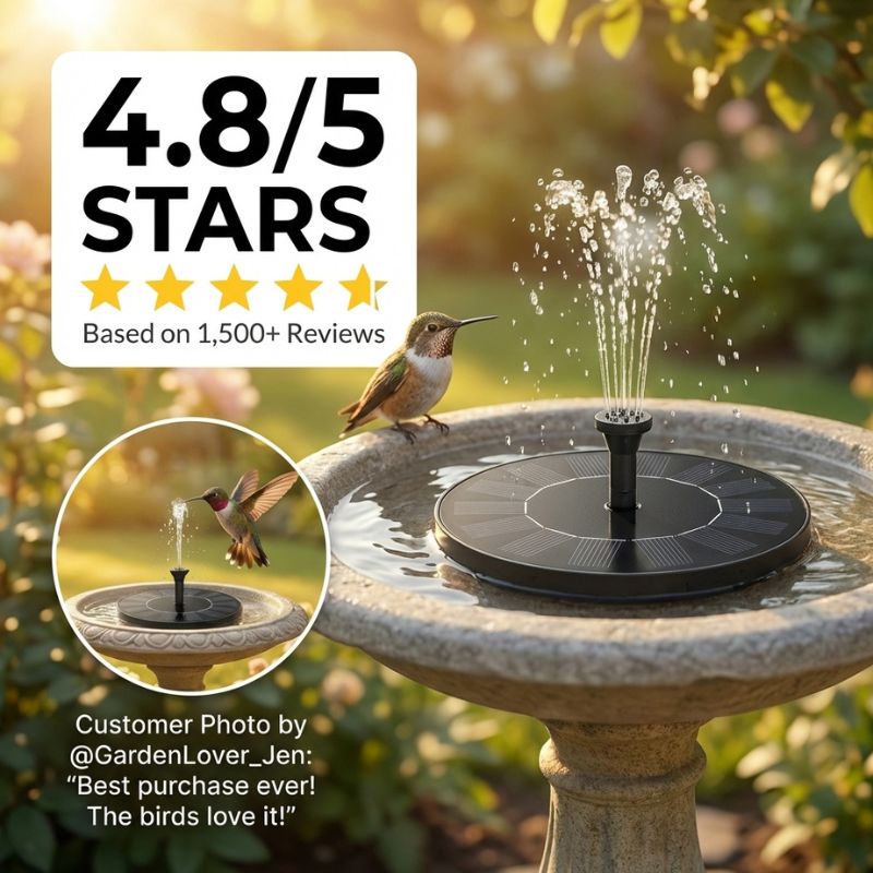 Sunperchโข โ Solar Bird Bath Fountain Pump with 4 Interchangeable Nozzles + 50% OFF