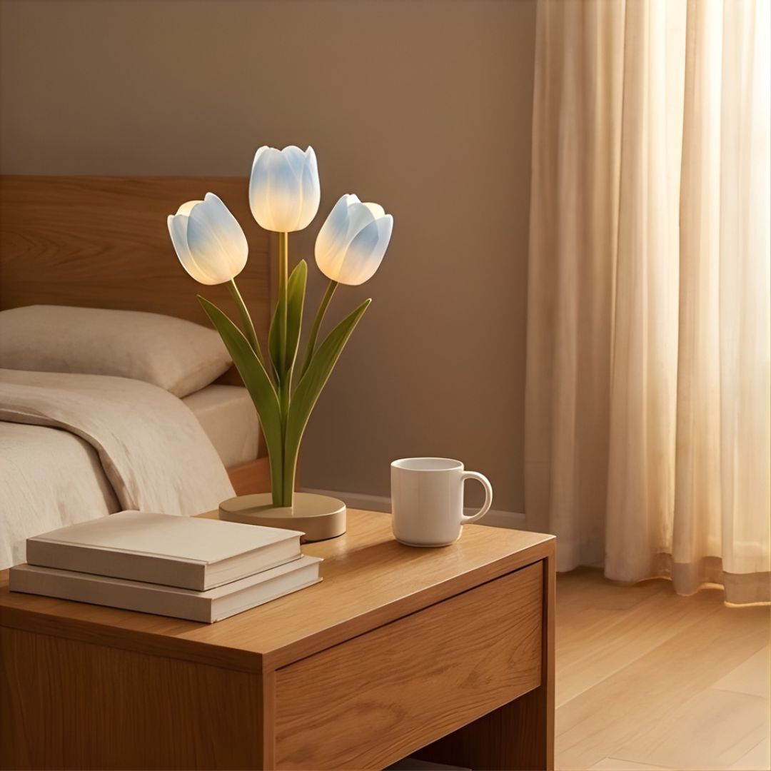 Bloomwickโข โ Realistic LED Tulip Night Light with Warm Glow & Ceramic Vase + 50% OFF