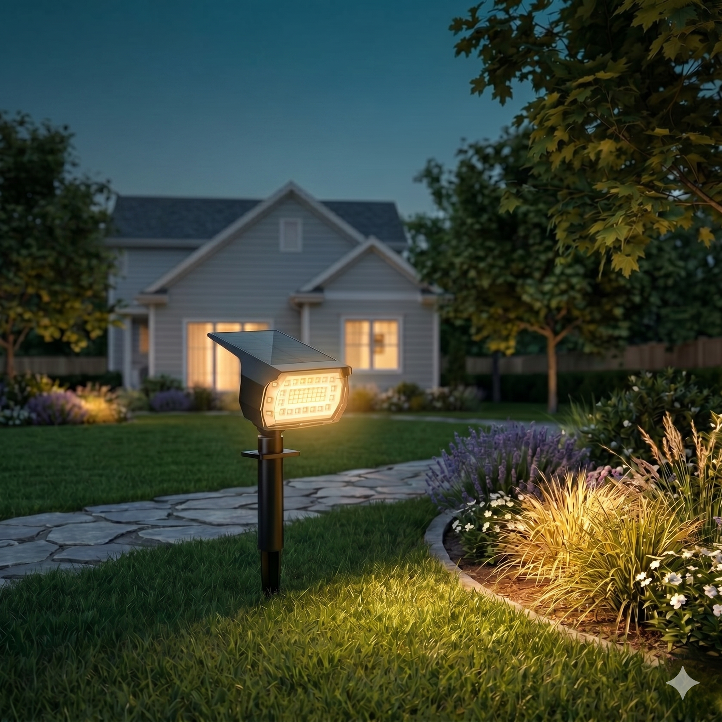 Grovewickโข โ Warm White Solar Landscape Spotlights with 3 Brightness Modes + 50 % OFF