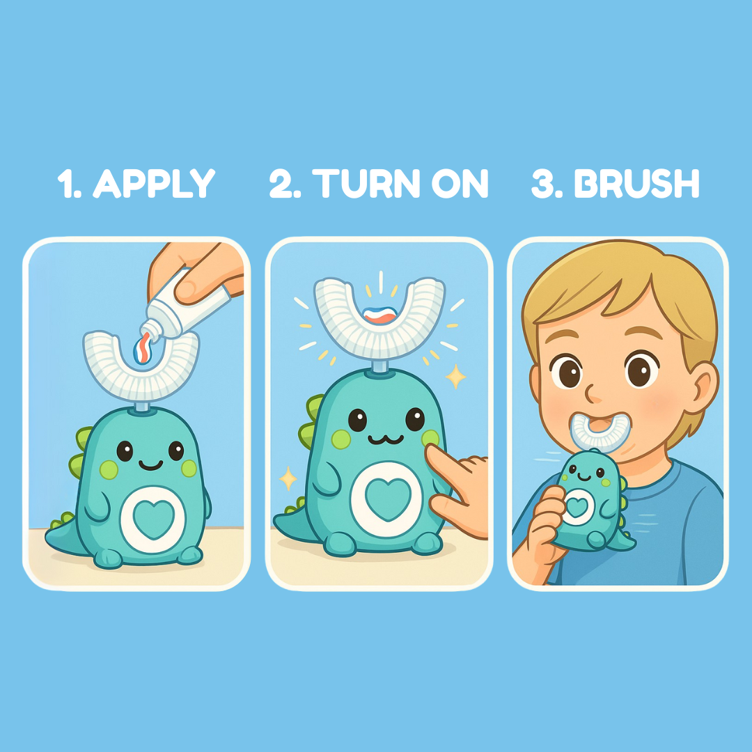 Dino-Brite 360° Brush - Fun Brushing, No More Fights - 50% OFF