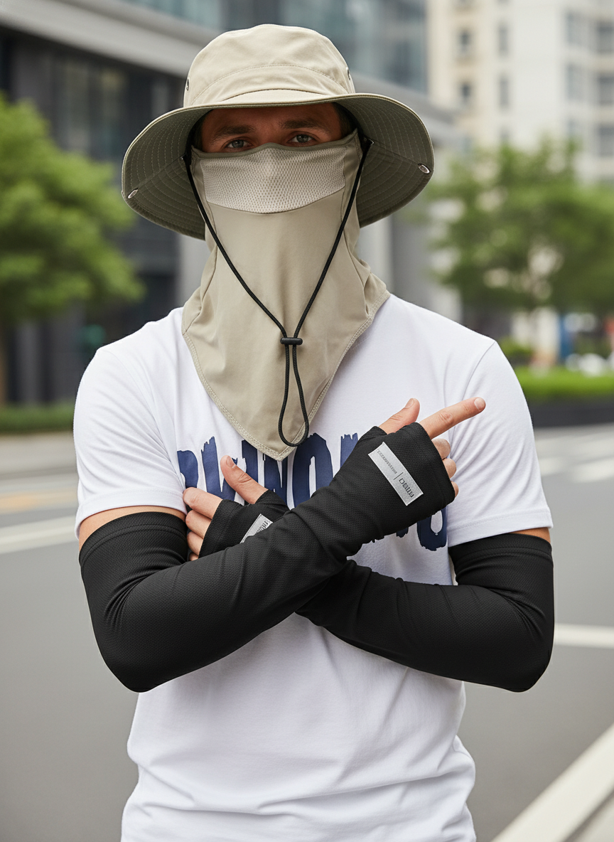 Shadecraftโข โ UPF 50+ 360ยฐ Coverage Bucket Hat with Detachable Face Cover & Neck Flap + 50% OFF