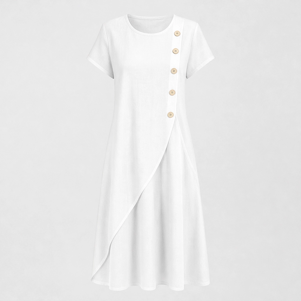 Marisole โ Breathable Asymmetrical Button Midi Dress with Hidden Pockets + 50% OFF