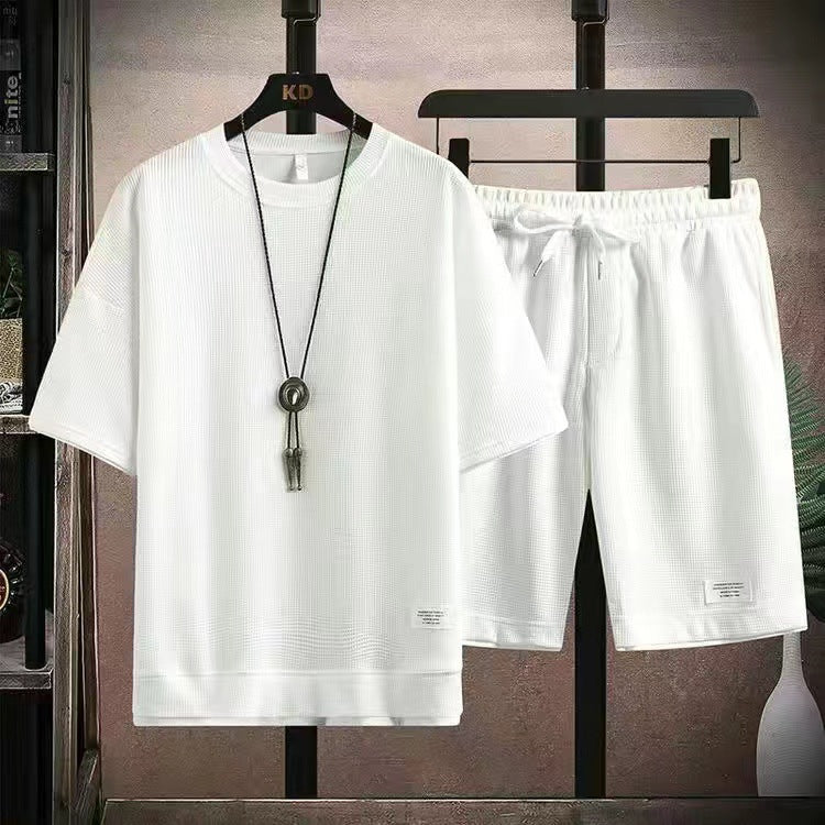Weft โ Breathable Waffle Knit Tee & Shorts 2-Piece Set + 50% OFF