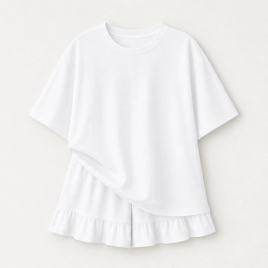 Verandah โ Ruffle Hem Two Piece Set with Built-In Shorts + 50% OFF