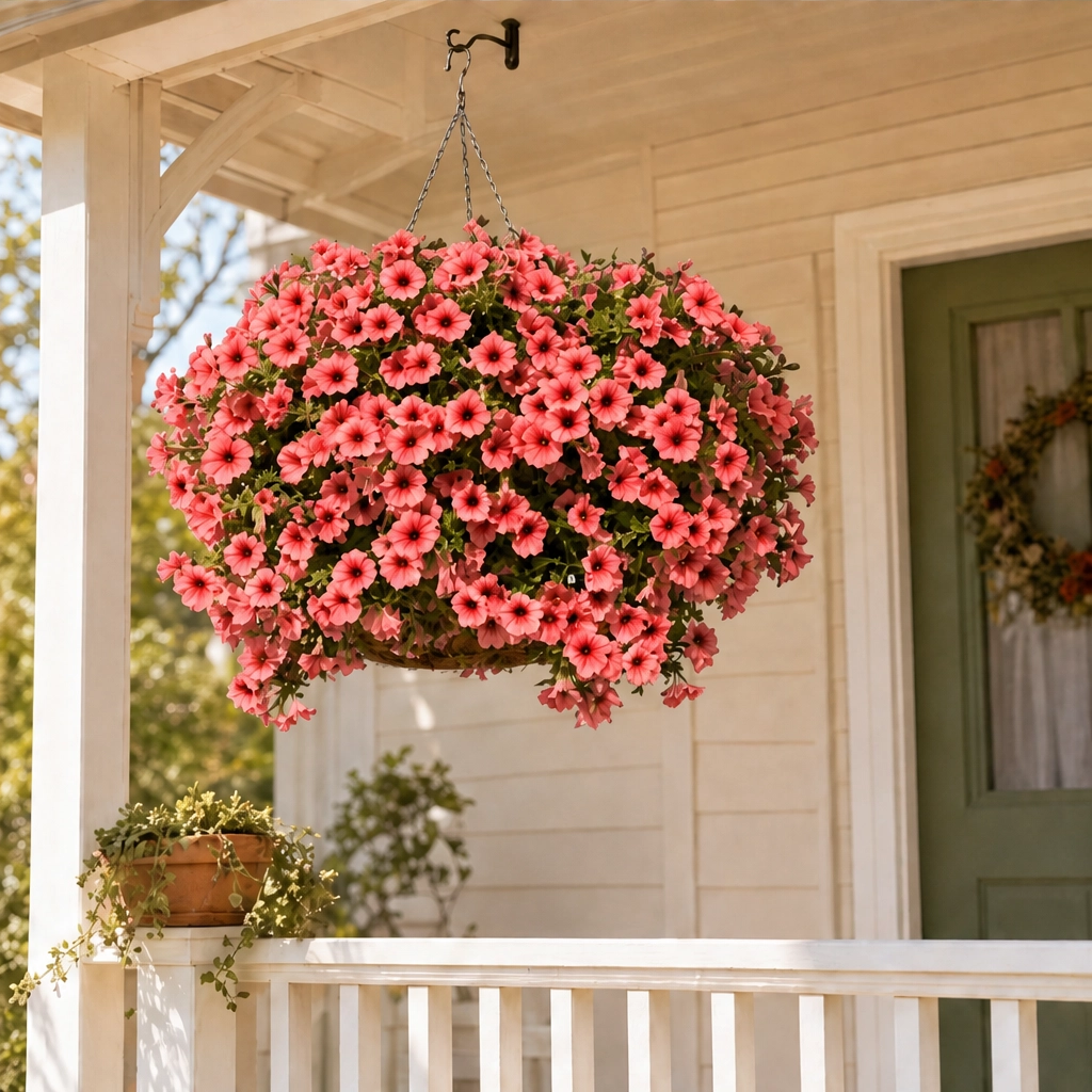 Everbloomโข โ UV-Resistant Realistic Petunia Hanging Basket Flowers + 50% OFF