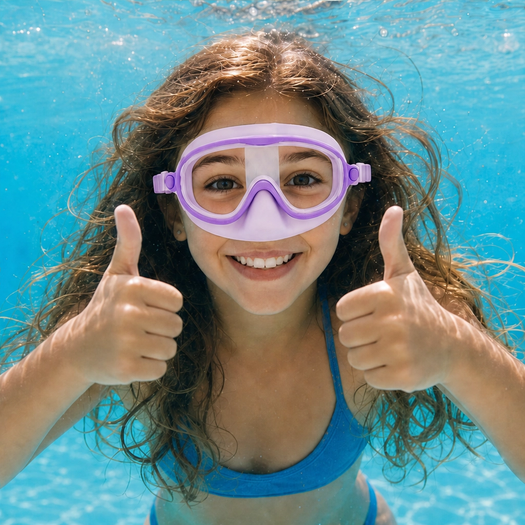 Finleeโข โ Kids Swim Mask with Nose Cover & One-Click Clasp + 50% OFF