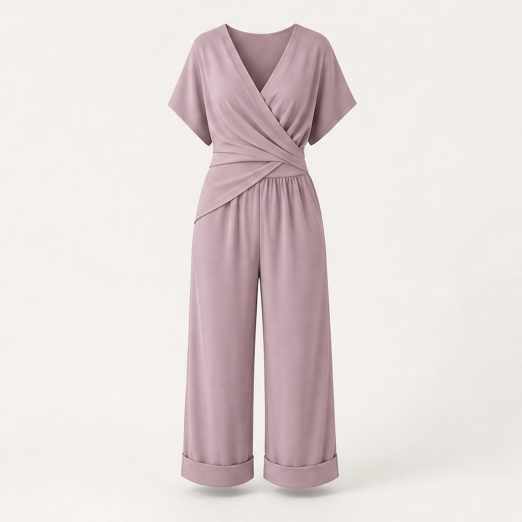 Solรจneโข โ Twist-Front V-Neck Wrap Top & Capri Two-Piece Set + 50% OFF