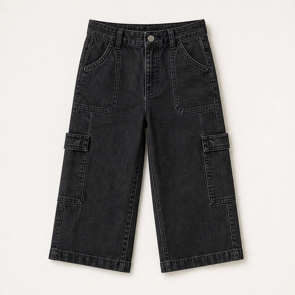 Marlowe โ Barrel-Fit Cropped Denim Pants with Utility Pockets, Mid-Waist + 50% OFF