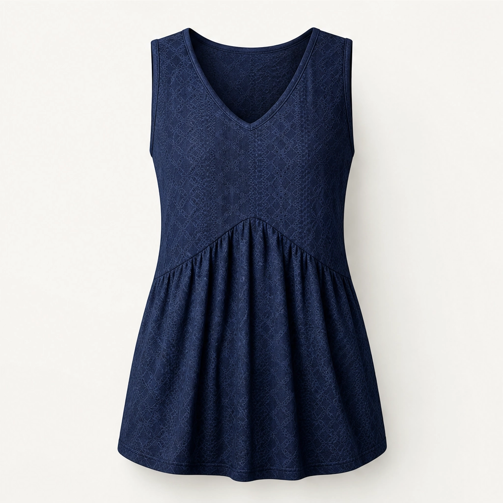Sway โ Eyelet Peplum V-Neck Sleeveless Tank Top + 50% OFF