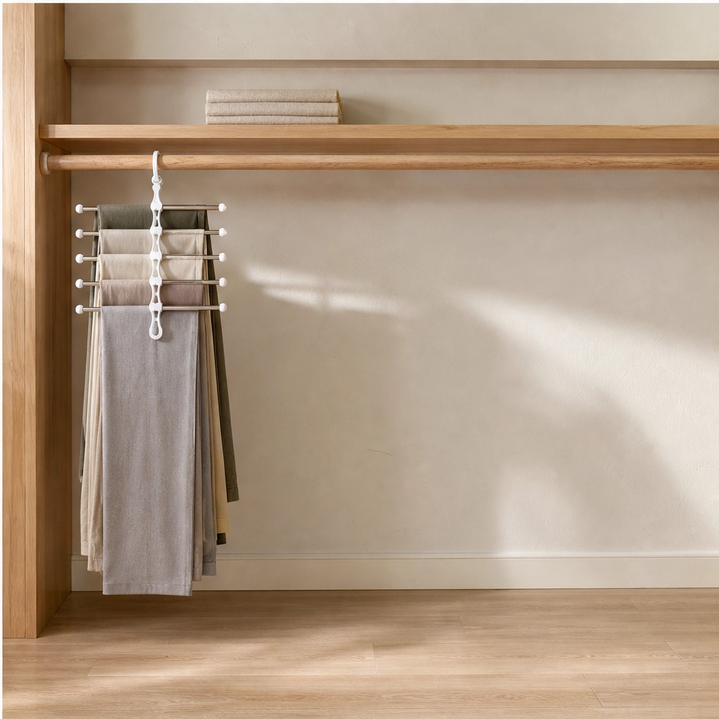 Alcoveโข โ 5-Tier Foldable Pants Hanger with Stainless Steel Bars + 50% OFF