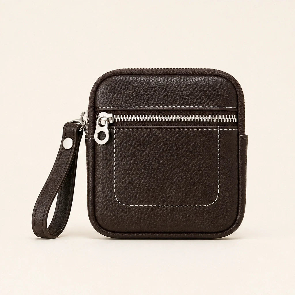 Pebblewick โ Genuine Leather Mini Wallet with Double Zip & Keyring + 50% OFF