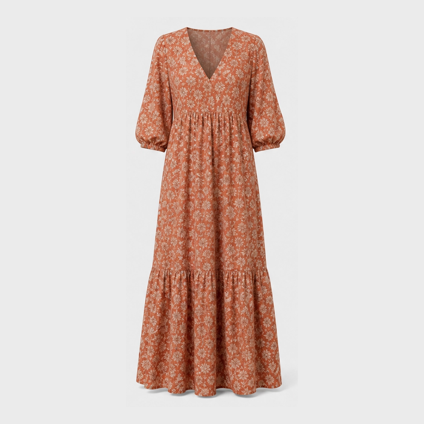 Marisolโข โ Smocked V-Neck Tiered Boho Summer Maxi Dress with Pockets + 50% OFF
