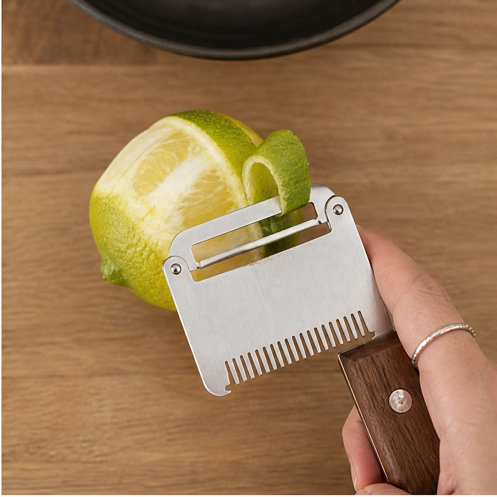 Hearthenโข โ 3-in-1 Stainless Steel Scallion Shredder, Peeler & Bottle Opener with Wood Handle + 50% OFF