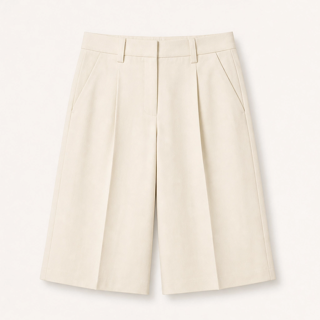 Soline โ High-Waist Pleated Tailored Bermuda Shorts + 50% OFF