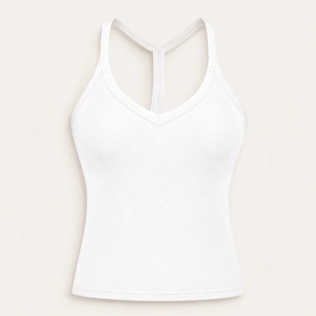 Ribelle โ Ribbed V-Neck Tank Top with Built-In Shelf Bra + 1+1 FREE