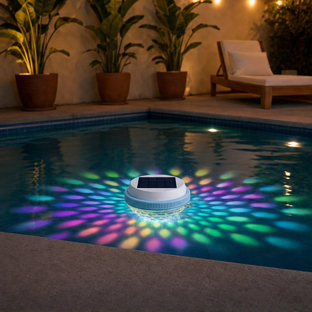 Glowcoveโข โ Solar-Powered Floating Pool Light with 7-Color Diamond Prism & Dusk-to-Dawn Sensor + 50% OFF