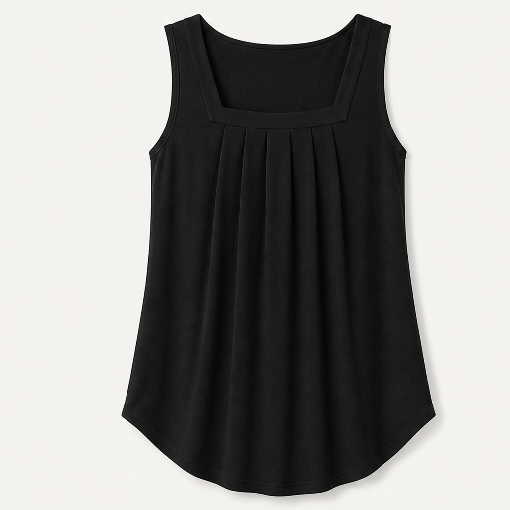 Vellara โ Pleated Square Neck Flowy Sleeveless Tank Top + 50% OFF