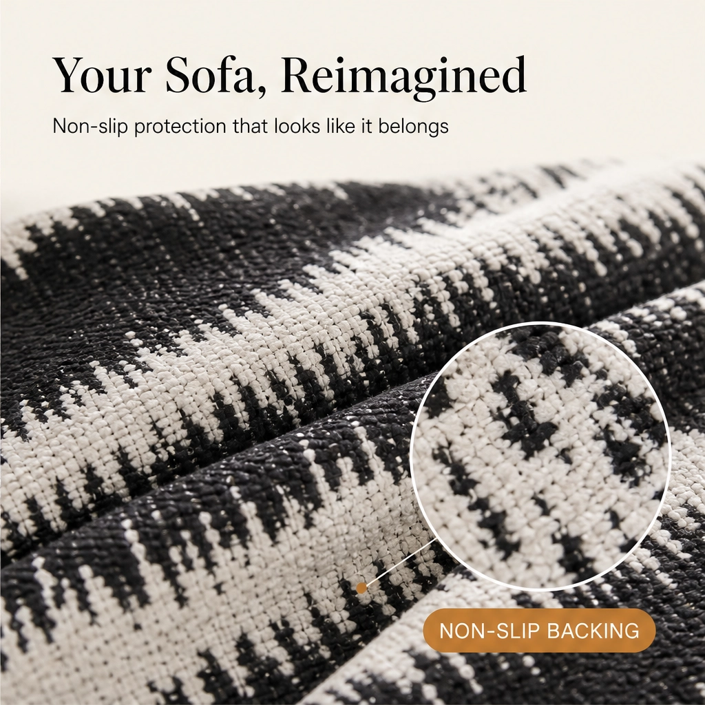 Wovenly โ Non-Slip Textured Stripe Sofa Cover & Cushion Cover + 50% OFF