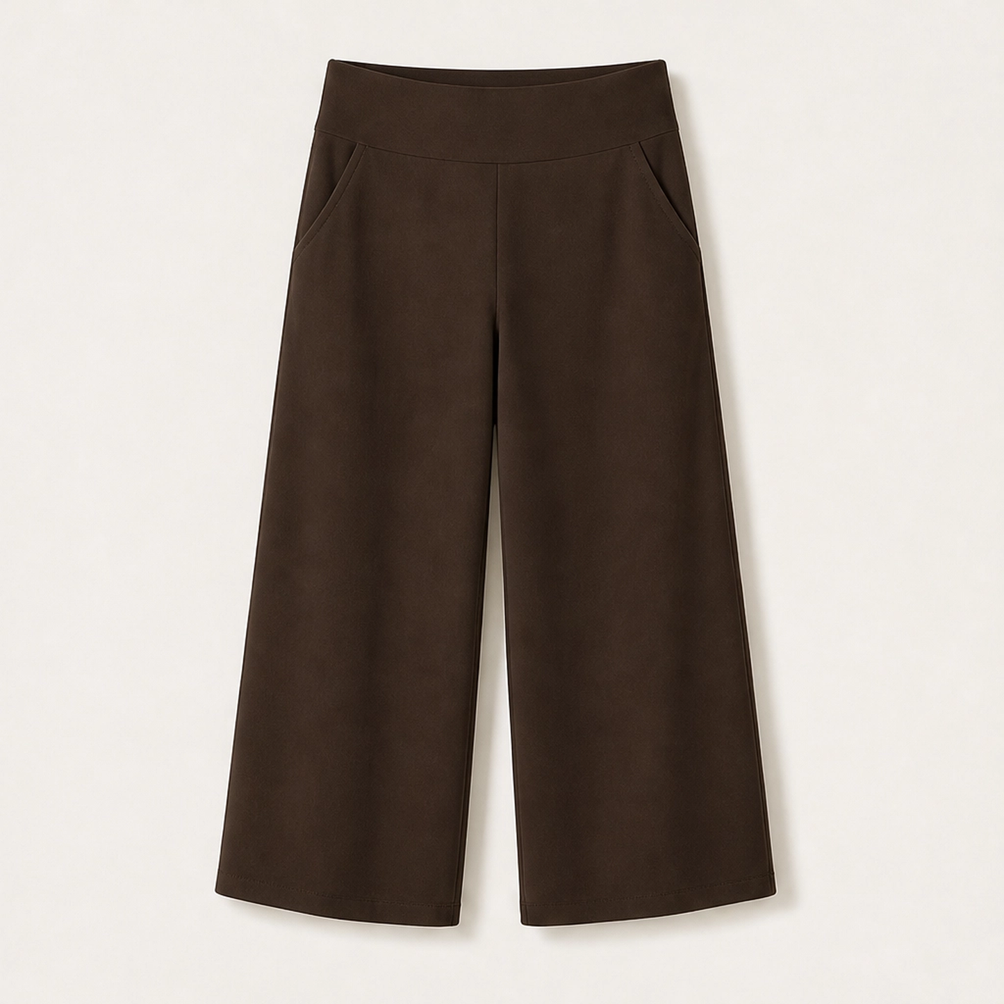 Sereva โ High-Waisted Wide-Leg Stretch Capri Pants with Pockets + 50% OFF