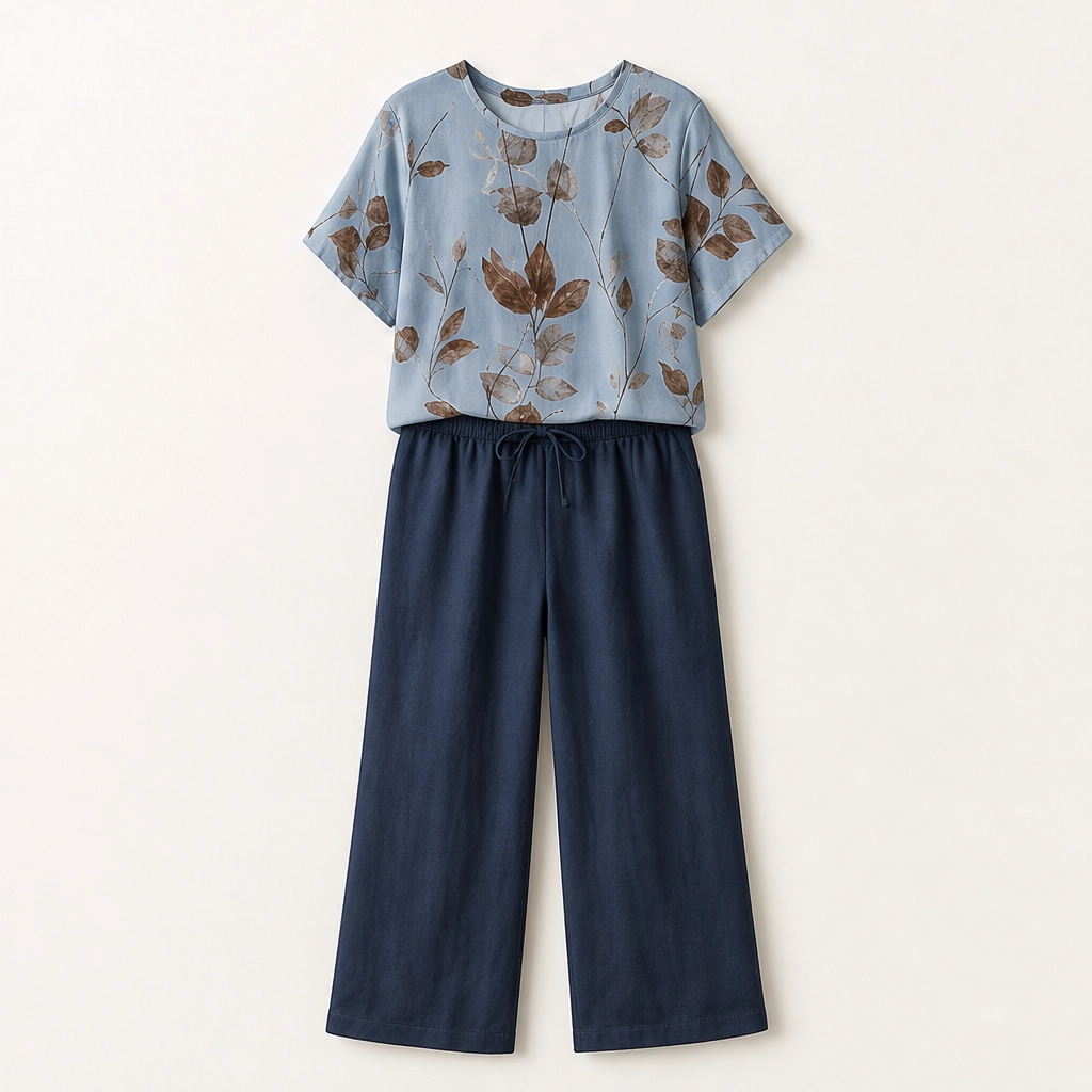 Fernelle โ Breathable Botanical Two-Piece Lounge Set with Pendant + 50% OFF