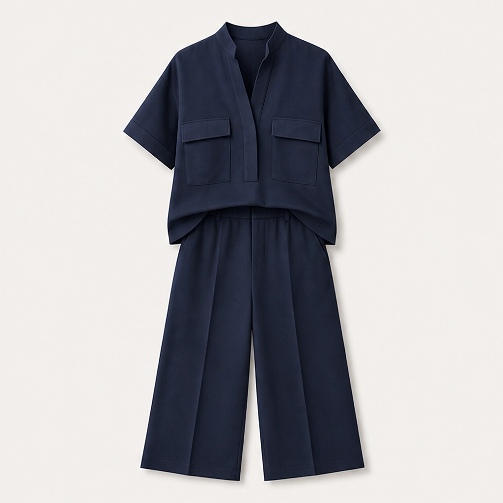 Drapelle โ Breathable Tailored Two-Piece Set with Wide-Leg Pants + 50% OFF