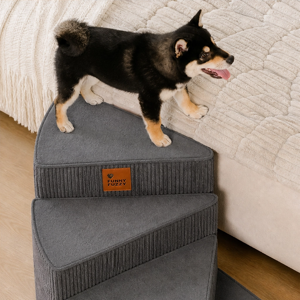 Pawcrest โ Joint-Friendly Spiral Pet Stairs with Washable Corduroy Cover + 50% OFF