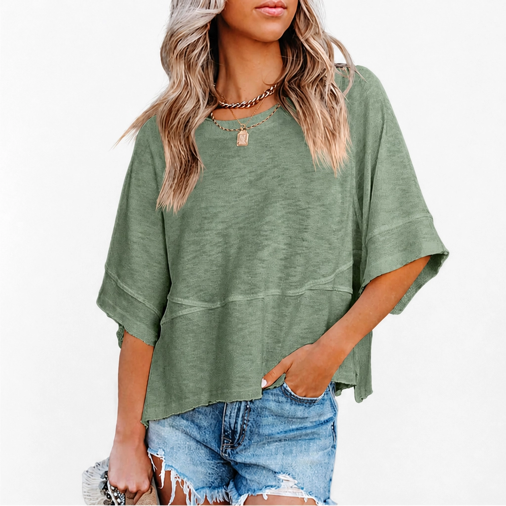 Coveโข โ Breezy Batwing Half-Sleeve Crewneck Summer Tee + 50% OFF