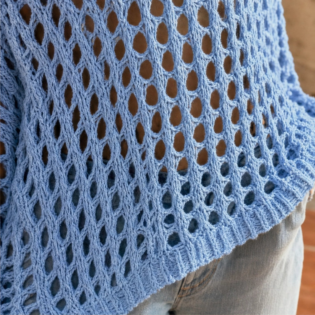 Dunelleโข โ Open-Knit Crochet Top with Relaxed Batwing Fit + 50% OFF