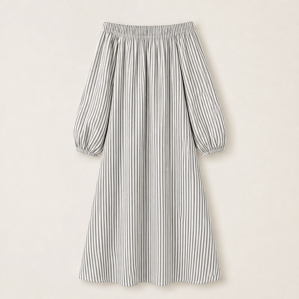 Solene โ Off-Shoulder Lantern-Sleeve Maxi Dress with Pockets + 50% OFF
