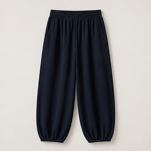 Willowdrift โ Elastic Waist Wide Leg Palazzo Pants with Pockets Navy