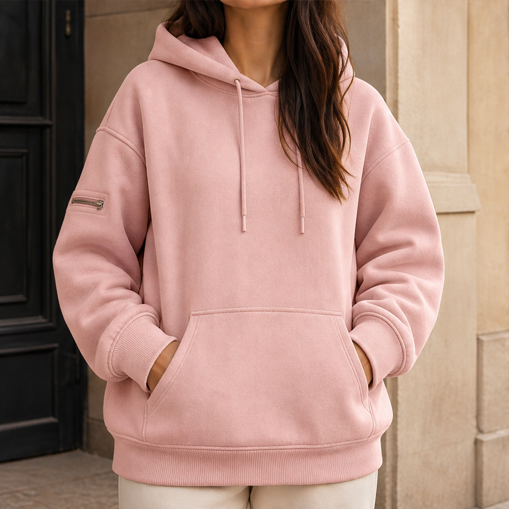 Driftwick โ Cozy Fleece Hoodie with Built-In Sleep Mask + 50% OFF Pink