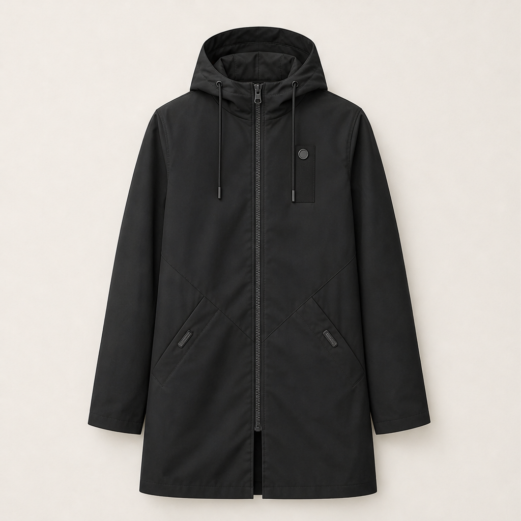 Marlowick โ Water-Repellent Hooded Mid-Length Coat + 50% OFF Black