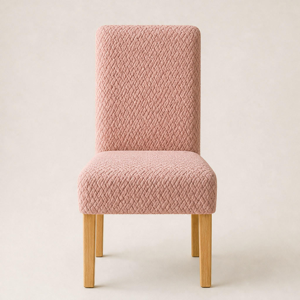 Woveth โ Stretch-Fit Checkered Chair Cover for Instant Dining Room Upgrade + 50% OFF Pink