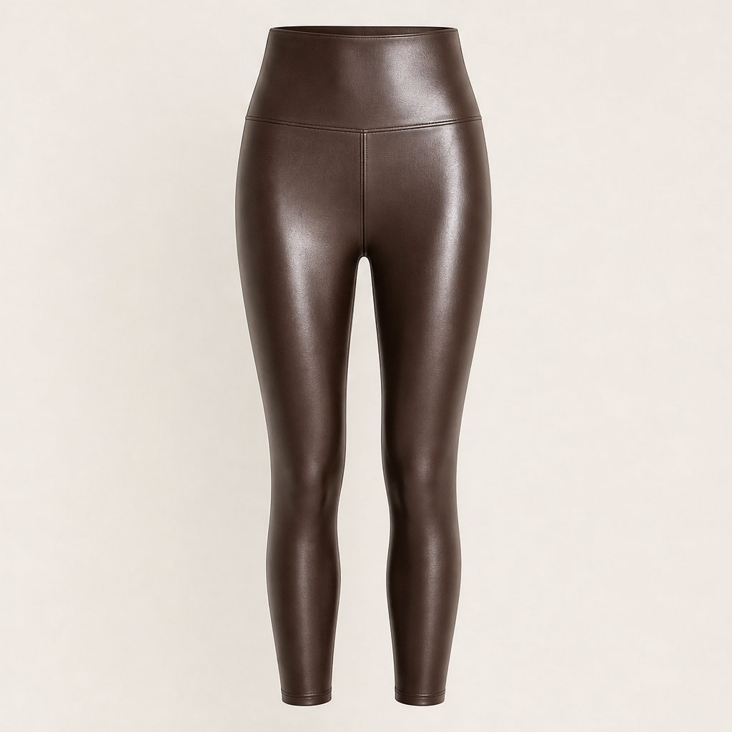 Cordelle โ High-Waisted PU Leather Leggings with Thermal Lining + 50% OFF Brown
