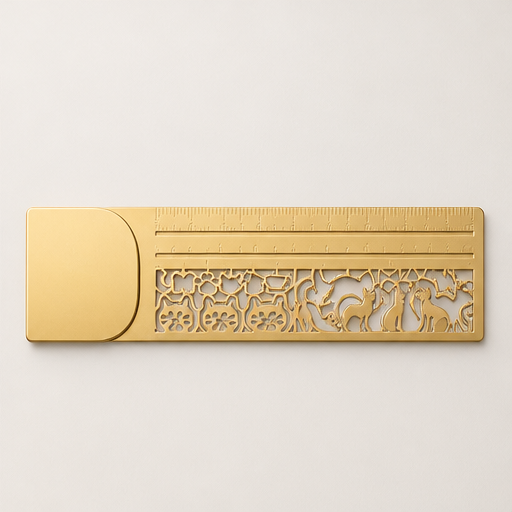 Purrline โ 2-in-1 Brass Cat Bookmark & Ruler + 1+1 FREE Gold
