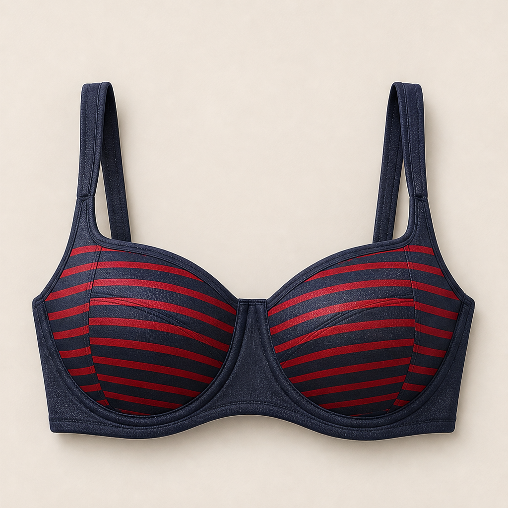 Lumielle โ Lightly Padded Shimmer Balconette Bra with Invisible Lift + 1+1 FREE Navy Stripe
