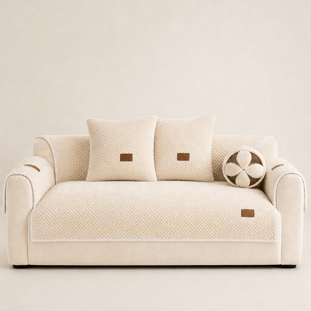 Plushkeep โ Thickened Non-Slip Pet-Friendly Sofa Cover + 50% OFF Ivory