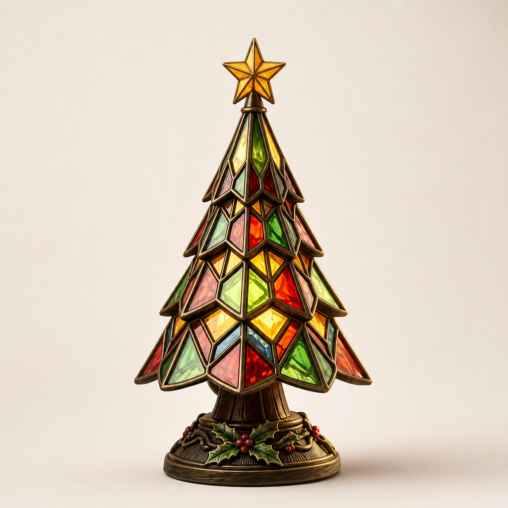 Amberglow Hollis โ Stained-Glass Style Lit Christmas Tree Table Lamp + 50% OFF Multicolor