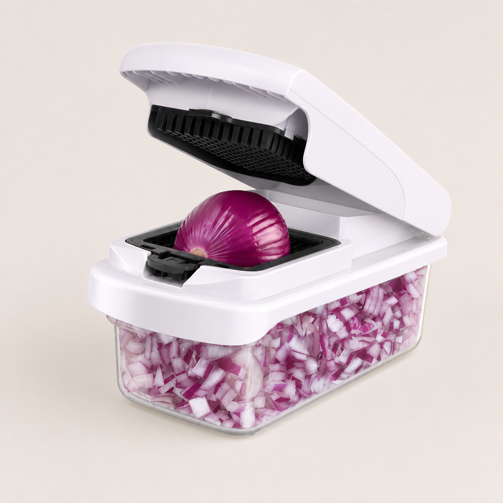 Choprix โ 15-in-1 Stainless Steel Blade Vegetable Chopper with Container + 50% OFF White