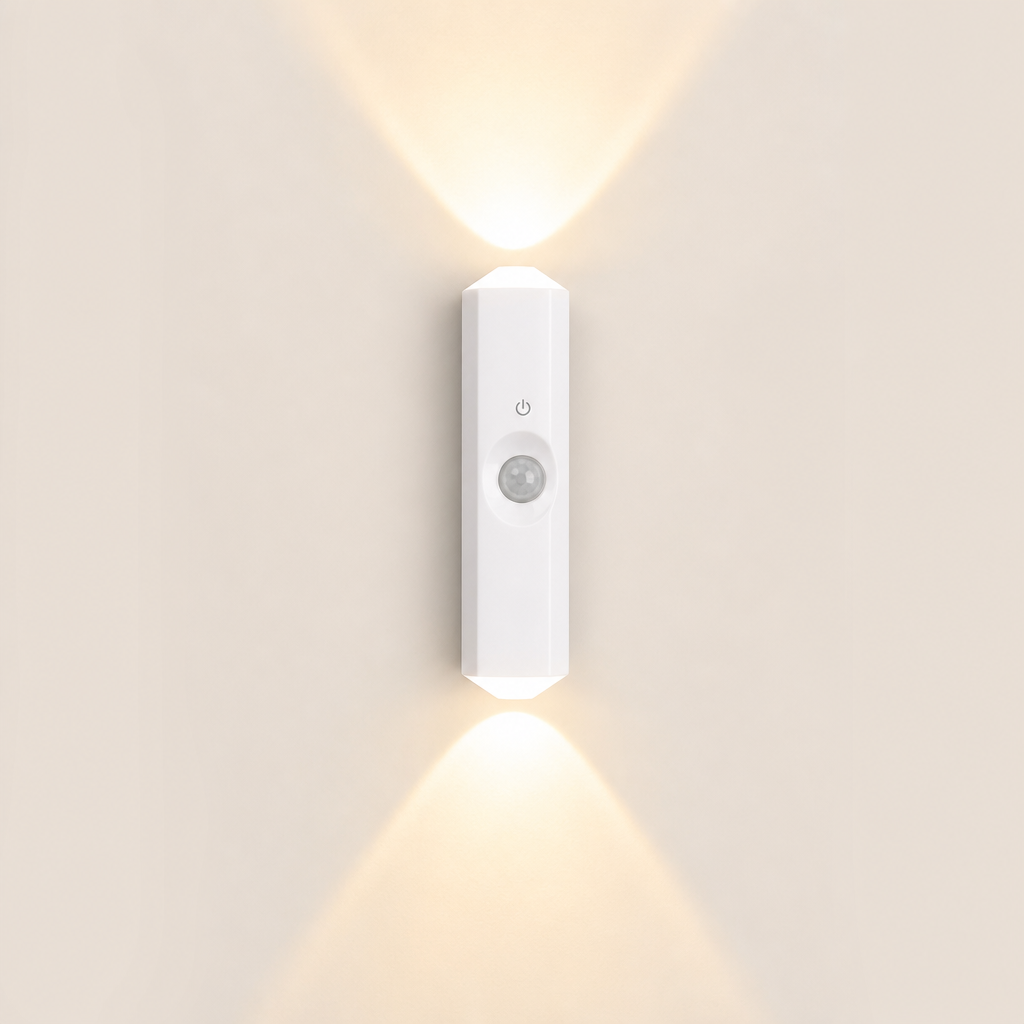 Glowarc โ Dual-Beam Motion Sensor Wall Light, No Wires, Rechargeable + 50% OFF White